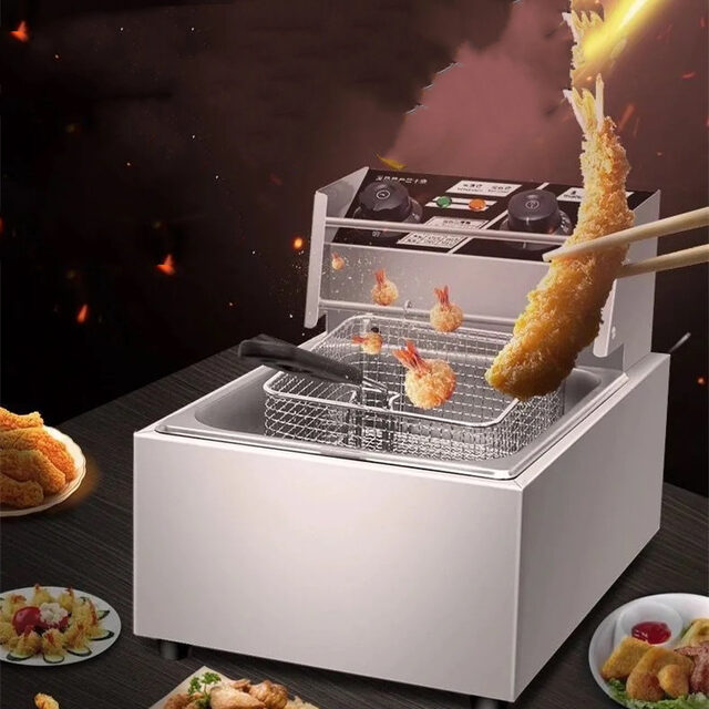 Commercial Stainless Steel Deep Frying Pan Temperature Control