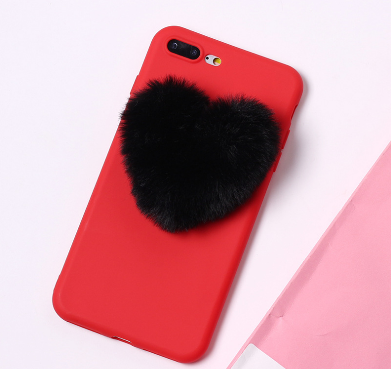 Lovely 3D Furry Love Hearts Cute Hair Phone