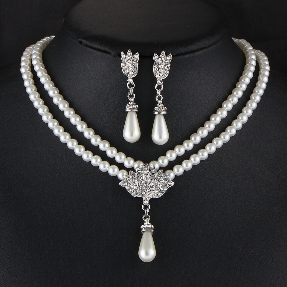 Jewelry Bridal Pearl Crystal Diamond Short Clavicle Neck