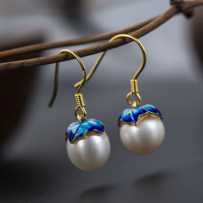 Cloisonne 925 Silver Earrings Sukhothai gold jewelry design