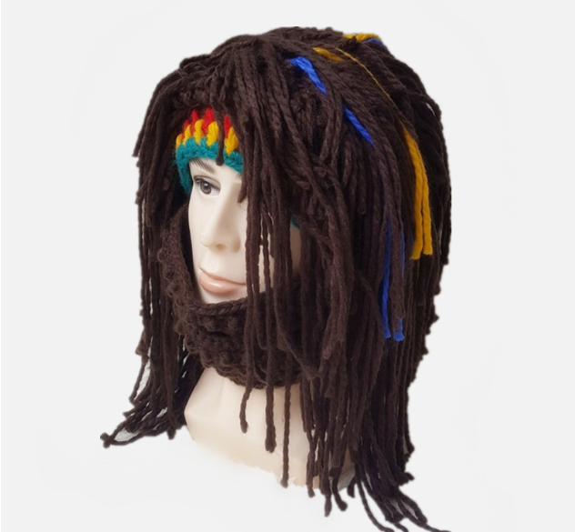 Halloween party spoof knit wool hats handmade beard