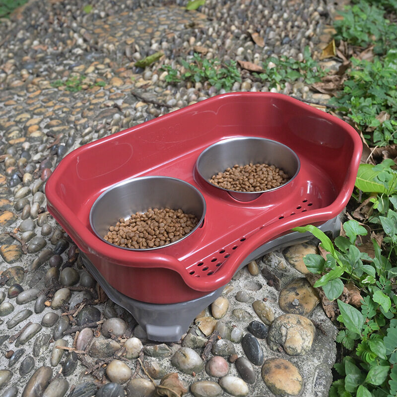 Dog bowl cat pet double basin splash-proof neat