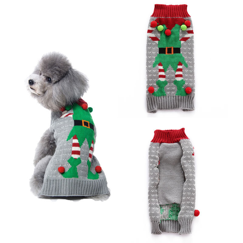 Pet dog clothes christmas pompom small