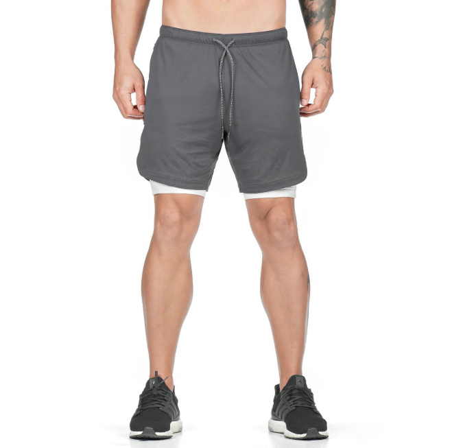 Men's 2-in-1 Sport Shorts Joggers Leisure Integrated Hip