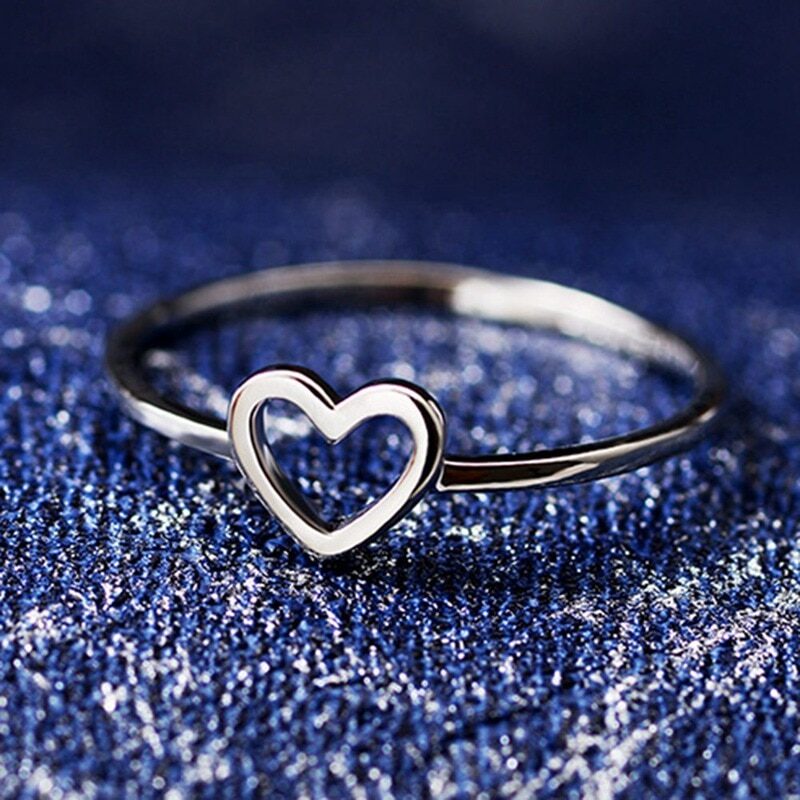 Women Ring Hollow Heart Rings For Couple Wedding