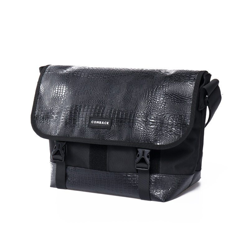 Comepack all black fashion large postman bag
