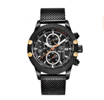 Men's Quartz Watch Sports Calendar Wire Mesh