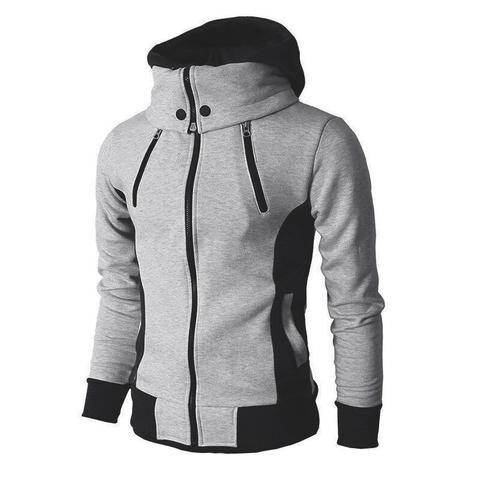 Men's Zip UP Hooded Jacket Fake Two Piece