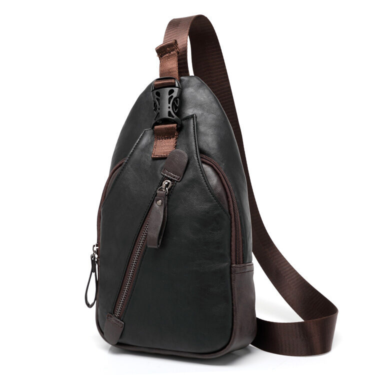 New Korean Men's Fashion Leather Chest Bag Shoulder
