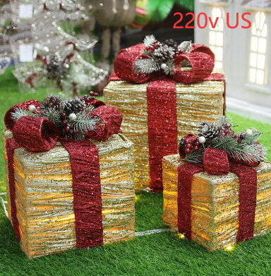 Christmas gift box tree decorations wrought iron three-piece