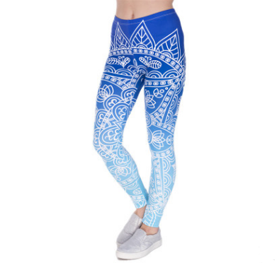 Printed thin pencil feet pants stretch big ladies