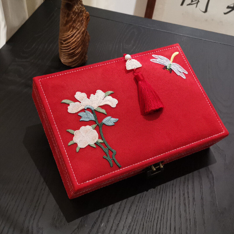 Jewelry box flannel antique flower god storage