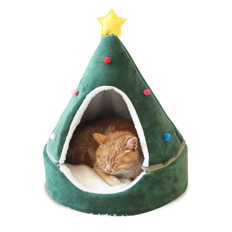 Christmas Tree Pet Bed Winter Warm Nest Cat