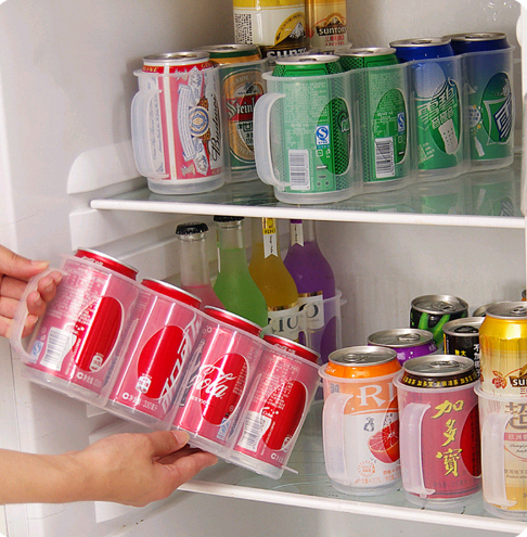 Kitchen Storage Box Refrigerator Beverage Grid Cans Basket