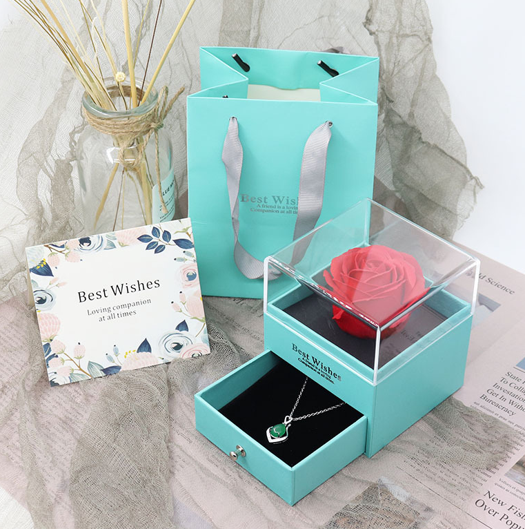 Eternal flower gift box Earring Necklace Pendant couple