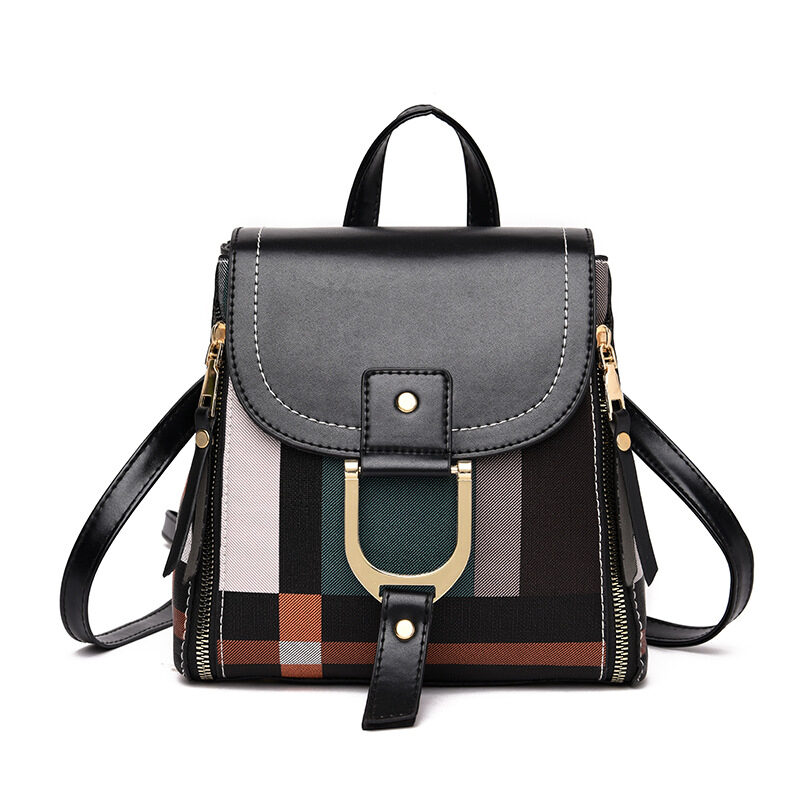 Women Grid Backpacks Female School Bag Girls Travel