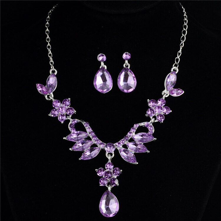 explosion bride alloy diamond necklace earrings set wedding