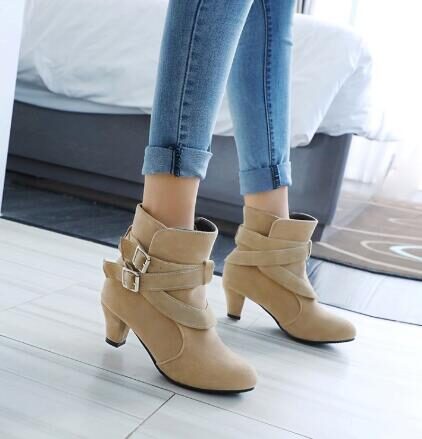Winter Autumn Leather Casual Women High Heels Pumps