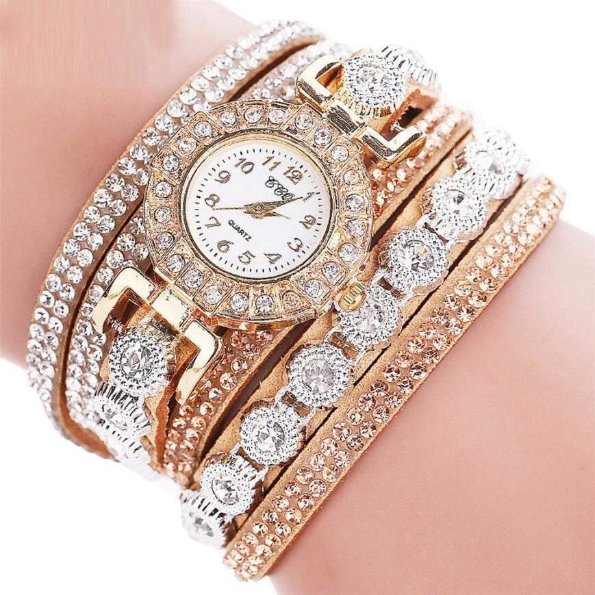 Relogio masculino Women Quartz PU Leather Rhinestone Watch