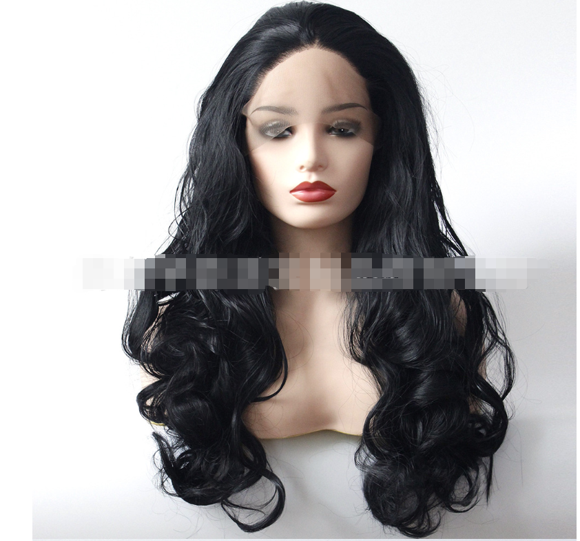 European and American fashion black big wave wig
