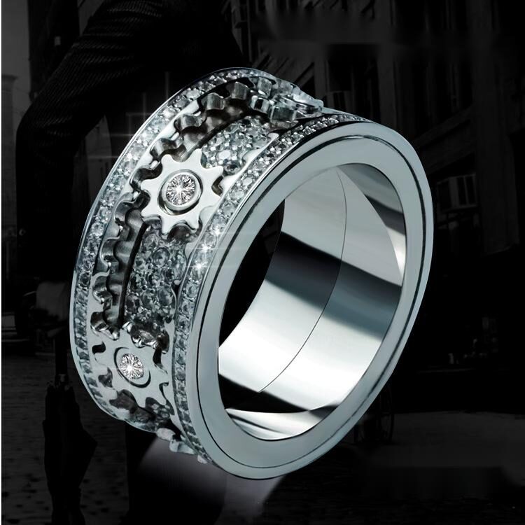 Inlaid stone with gypsophila diamond gear rotating men
