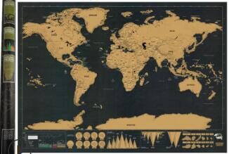Personalized Black Scratch Off Art World Map Poster