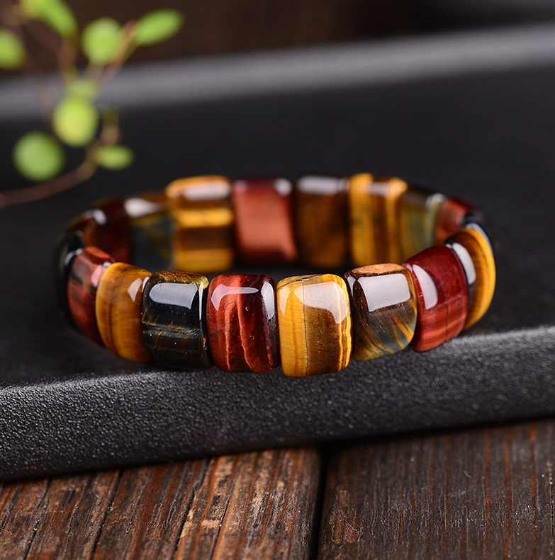 Natural color tiger eye stone red yellow blue