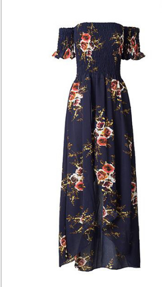 Boho style long dress women Off shoulder beach