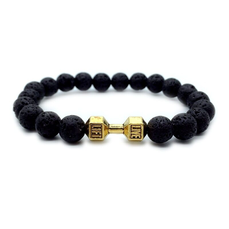Men's Jewelry Alloy Metal Barbell & Lava Rock