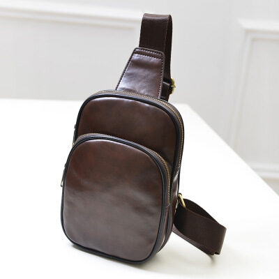 new PU Leather Men's chest pack fashionable leisure