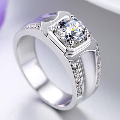 Couple Ring Diamond Sterling Silver Gold Plated