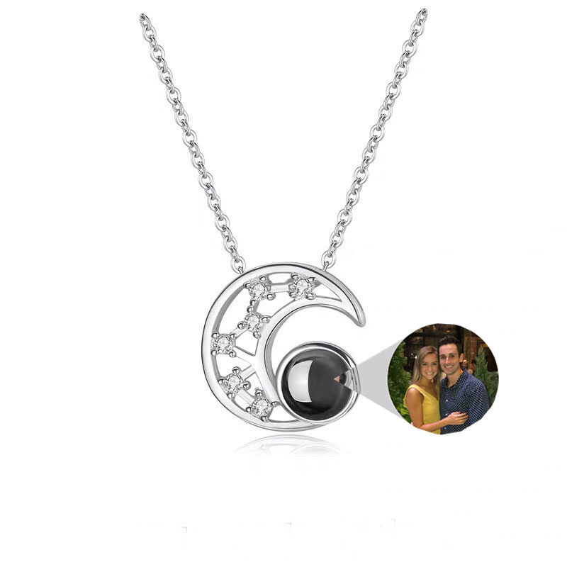 Star moon projection photo necklace