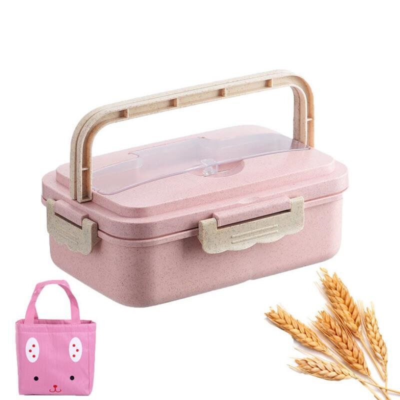 Student Lunch Box Three Grid Plastic