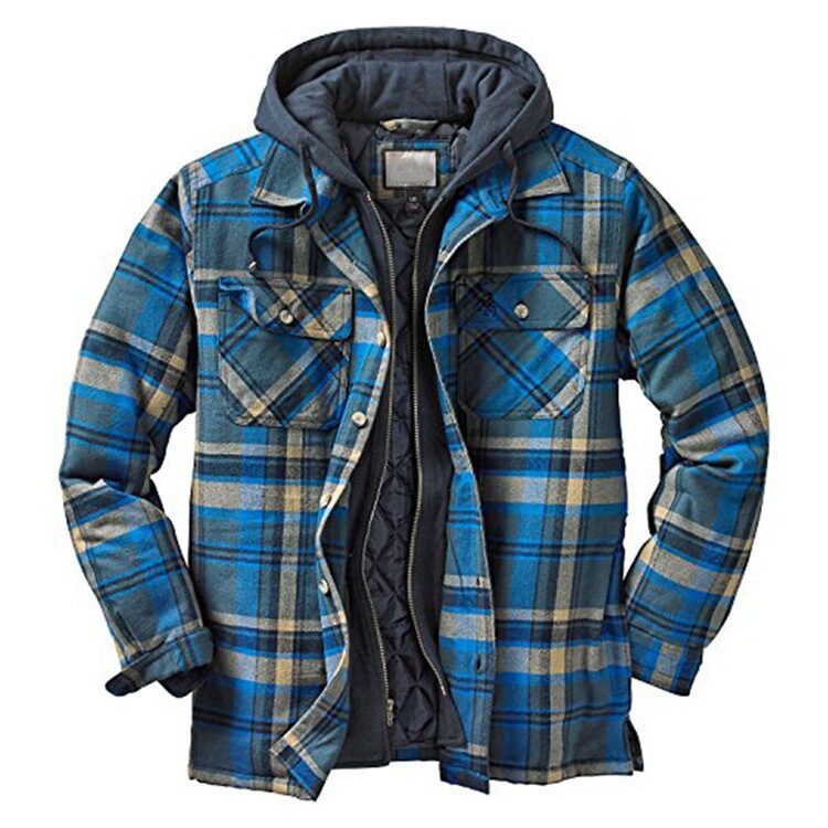 Thickened Cotton Padded Plaid Long Sleeve Loose Hooded