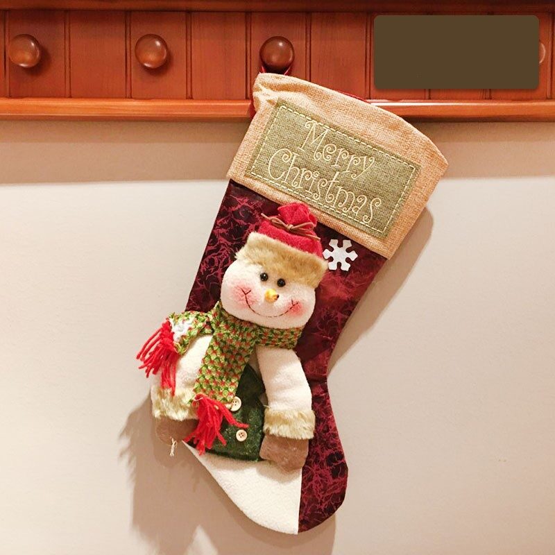 Christmas Stocking Socks Snowman Santa Elk Xmas Fireplace