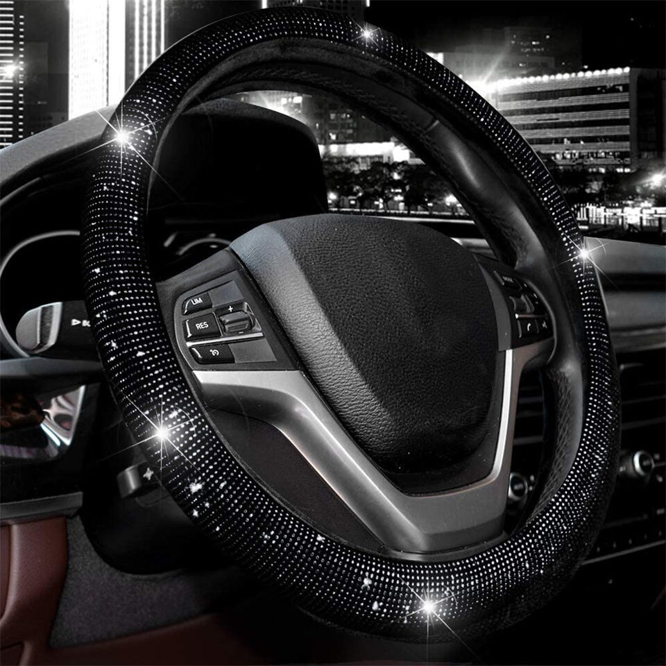 Diamond Steering Wheel Cover Rhinestones Crystals Car Handcraft