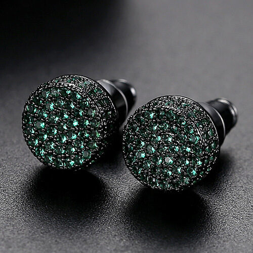 Jinse Hip Hop 9MM Round Cubic Zirconia Earrings