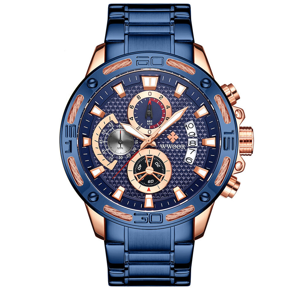 Wwoor Fashion Mens Watches Luxury Gold Full Steel