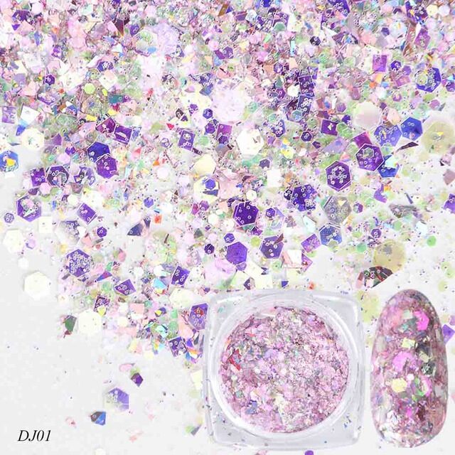Nail Art Glitter 12 Color Light Change Onion