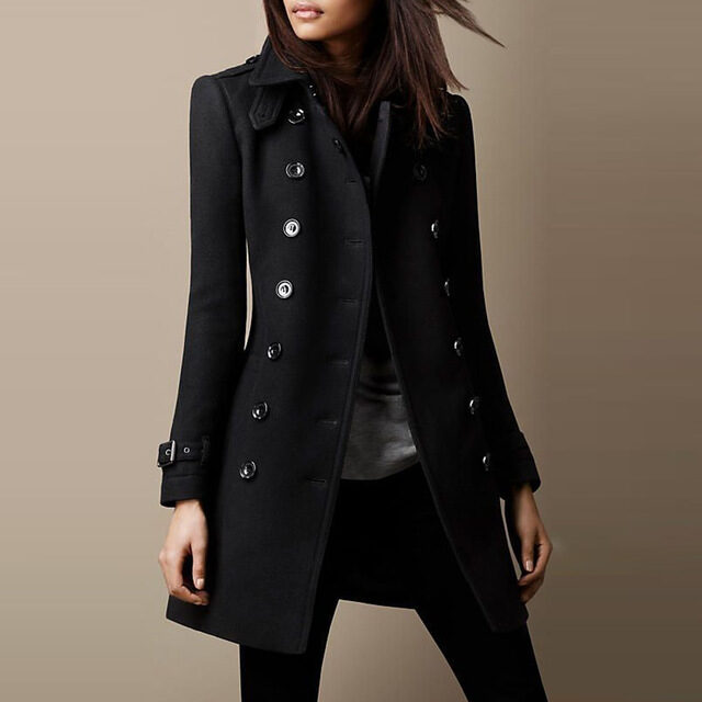 Streetwear Women Jackets Lined Double-breasted Ladies Loose Wool