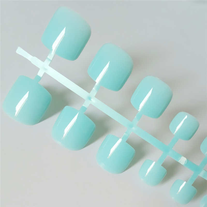Bright Green Acrylic Fake Toe Nails Square Press