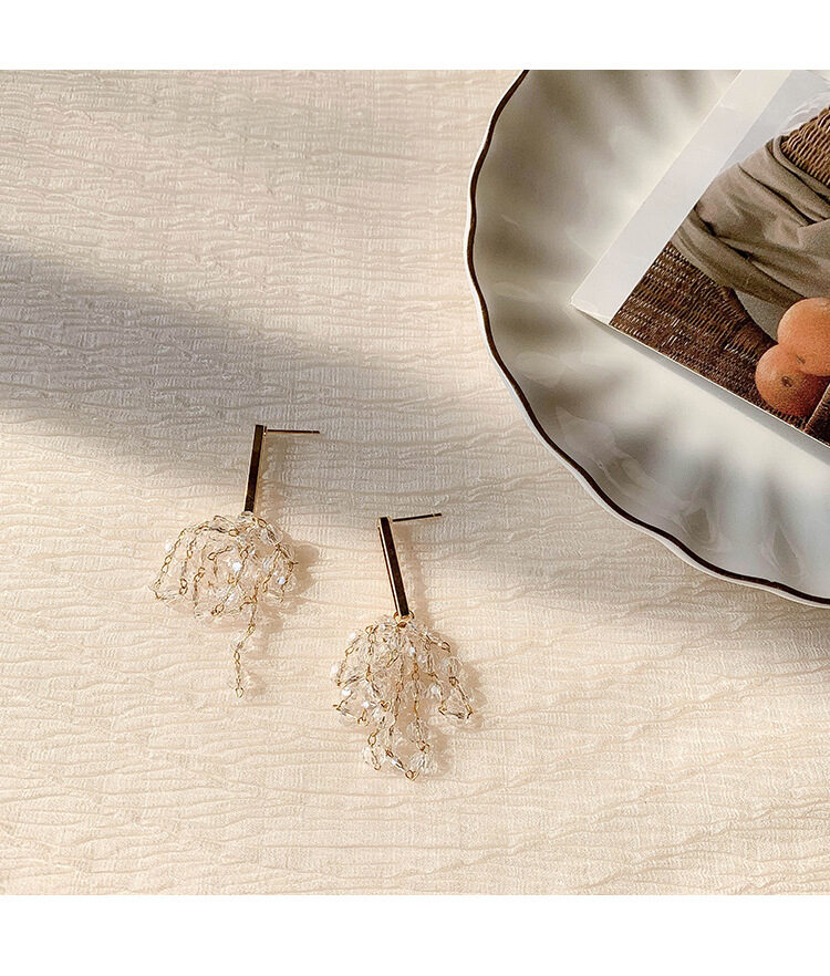 Crystal Tassel Grape Earrings Female Niche High-end