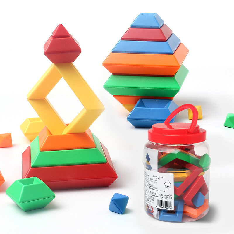 Kids Rainbow Tower Ring Wooden Jenga Color Cognitive