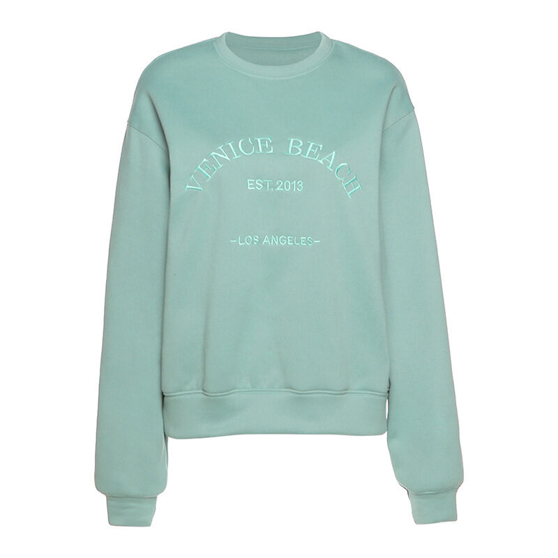 Letter Embroidered Fleece Thick Loose All-Match Casual Sweater