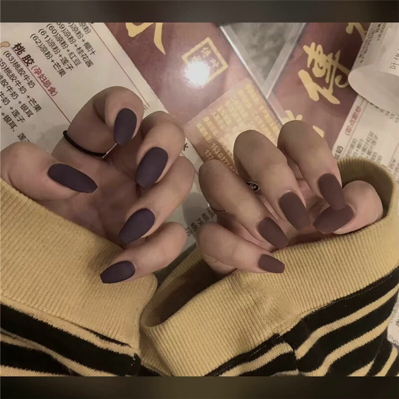 Frosted Ballet Trapezoid Fake Nails Long Section Finished