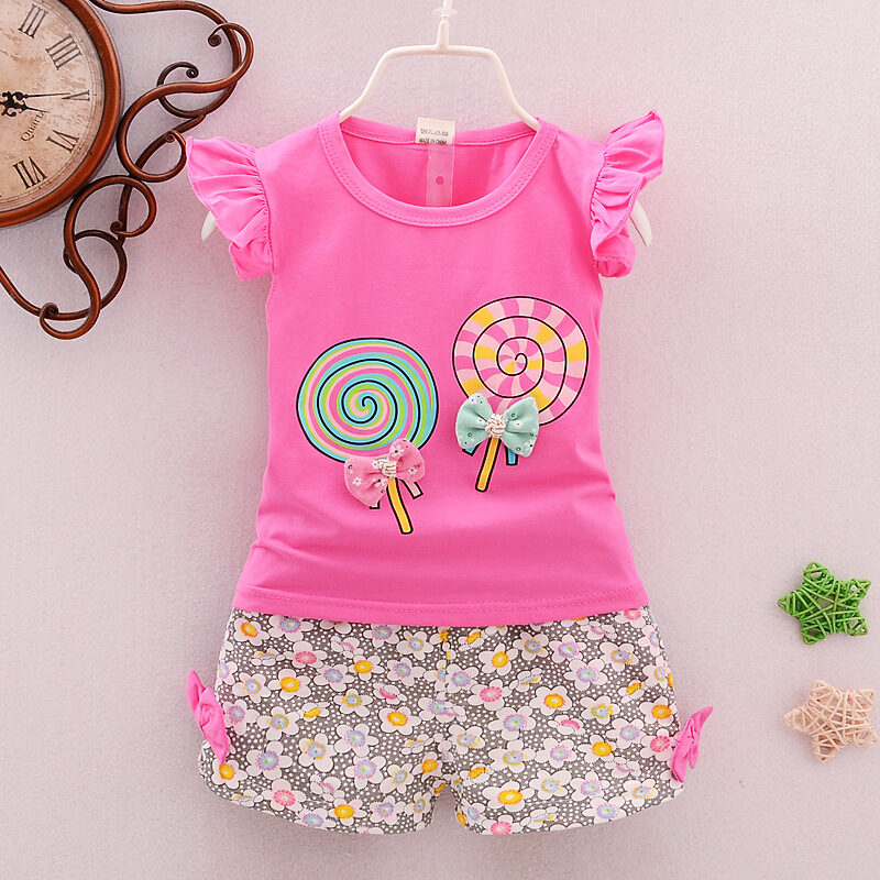 Girls Cartoon Two-Piece Korean Children's Clothing Cotton Issued
