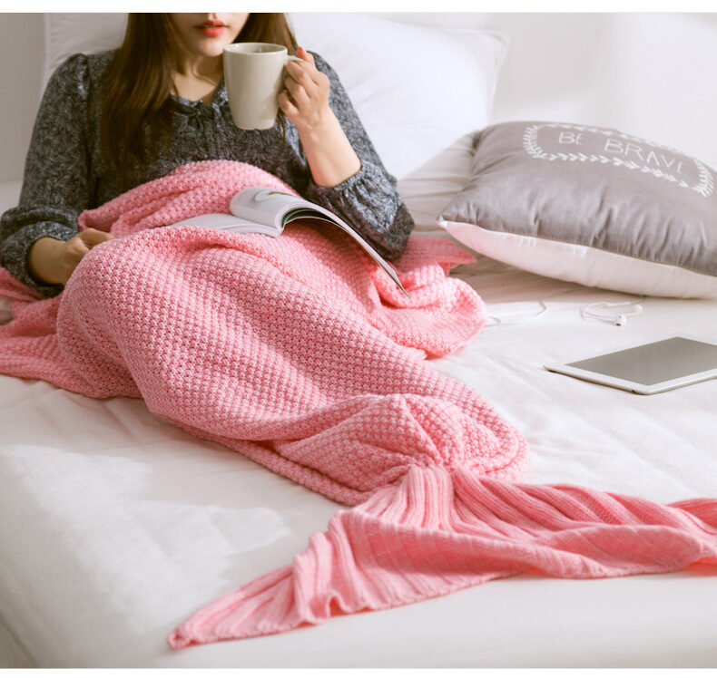 Mermaid Tail Blanket Knitted Crochet for Childern Super