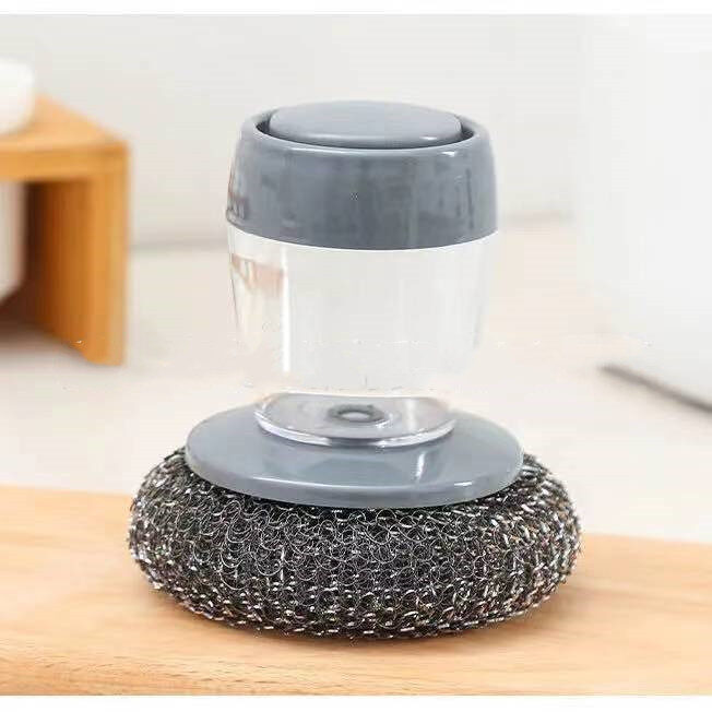Kitchen Soap Dispensing Palm Brush Cleaner Push-type Detergent