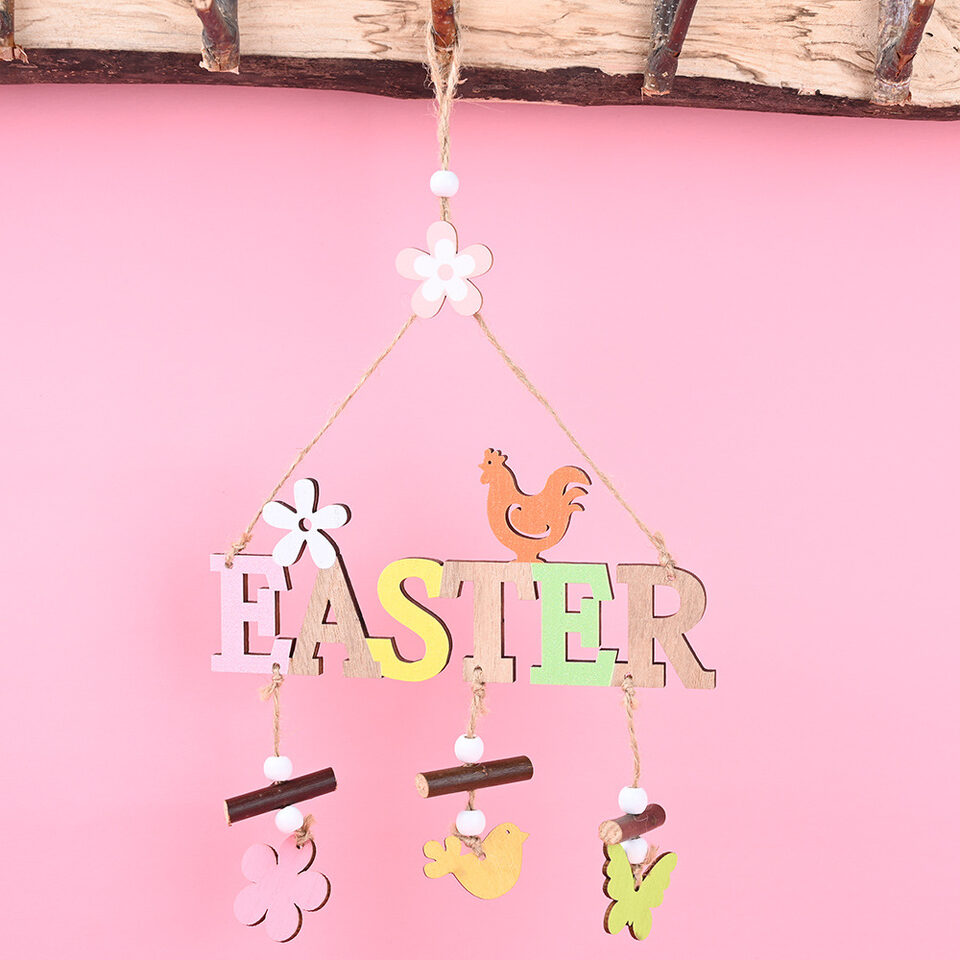 Easter Decorations Wooden Letter Plate Pendant Nordic Style
