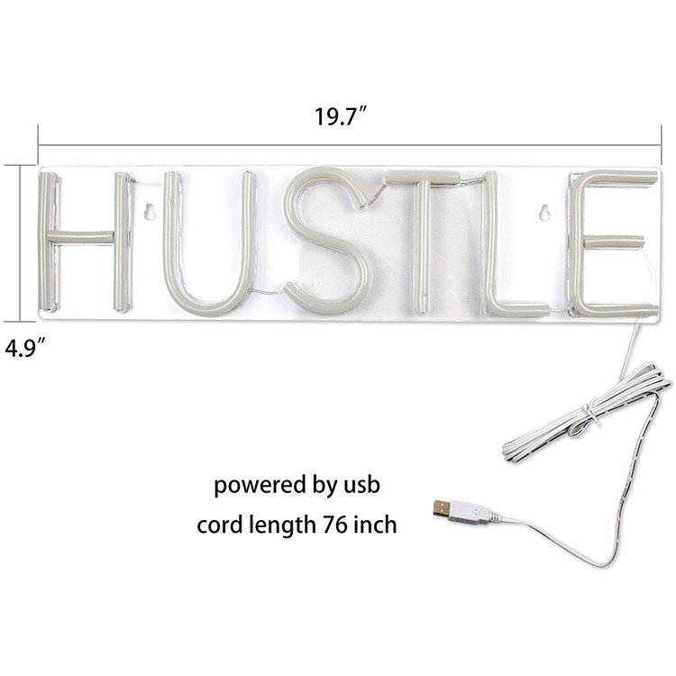 Transparent Back Panel Hustle Usb Powered Neon Lights